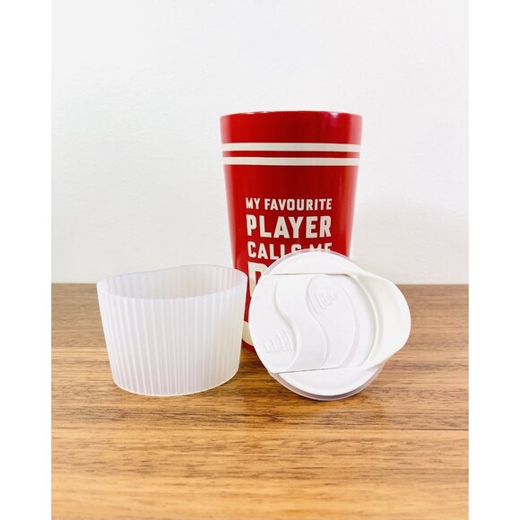 Indigo “My Favourite Player” Hockey Stoneware Travel Mug w/ Rubber Grip Sleeve - Picture 5 of 9